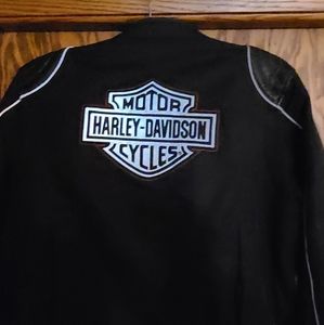 Harley Davidson Jacket, Black Leather with reflective lettering